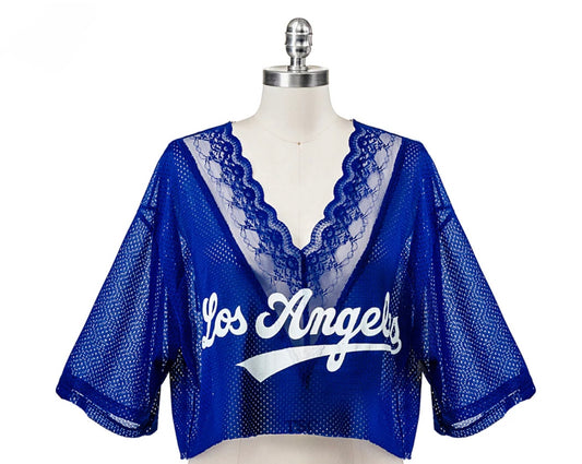 Dodger Blue Lace Los Angeles Mesh Crop Jersey